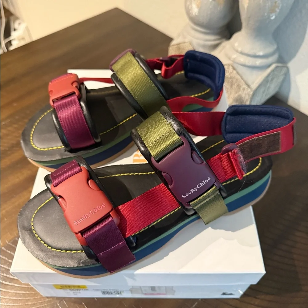 See By Chloe Red Fabri Ysee Sandals - Picture 7 of 8